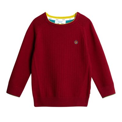 Baker by Ted Baker Boys' dark red textured stitched logo jumper
